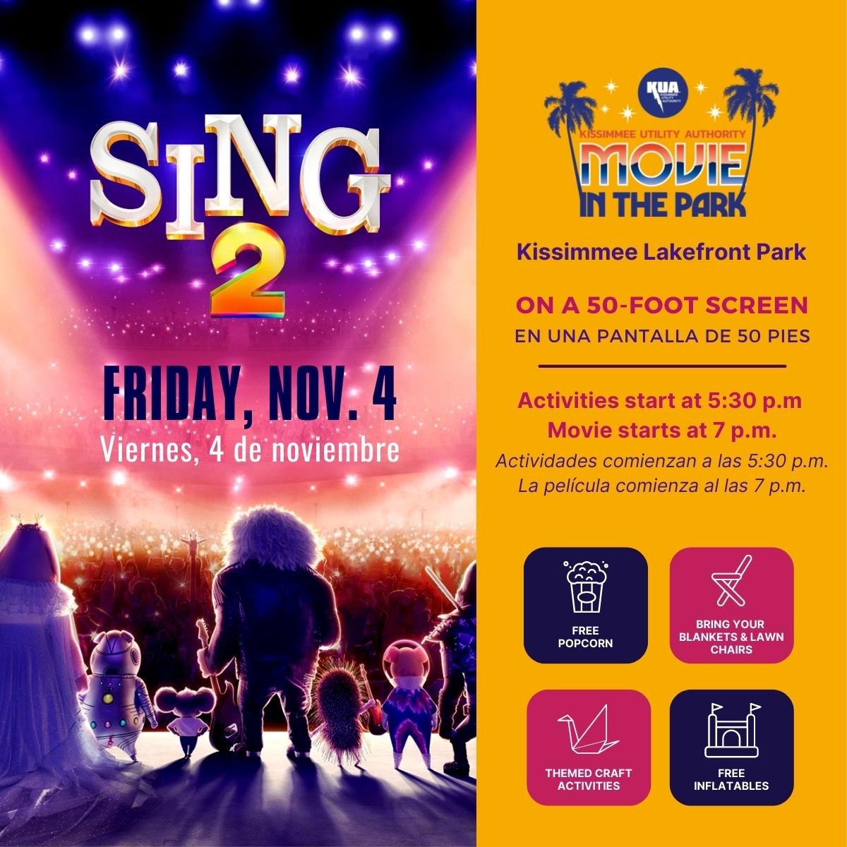 KUA to host free Movie in the Park featuring ‘Sing 2’